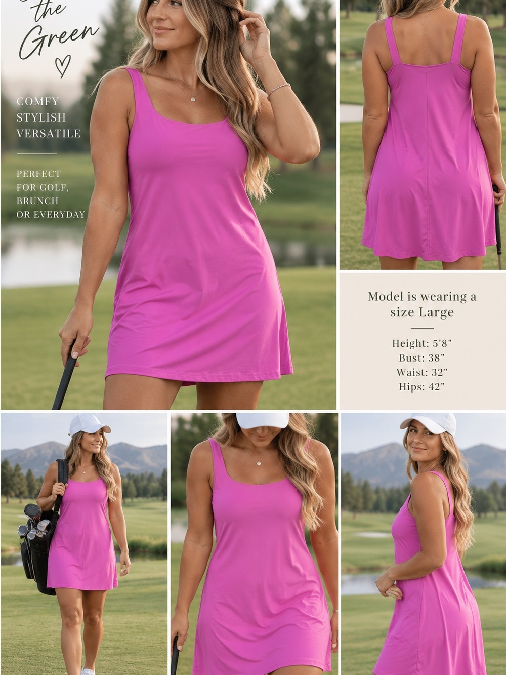 MTA Sport Hot Pink Scoop Neck Swim Coverup Dress